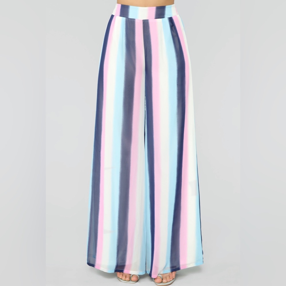 New blue pink stripe pant